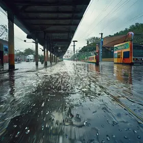 chuva alaga estação da CPTM em Ferraz de Vasconcelos
