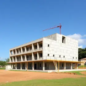 construção da EMEB Tom Jobim em Ferraz de Vasconcelos
